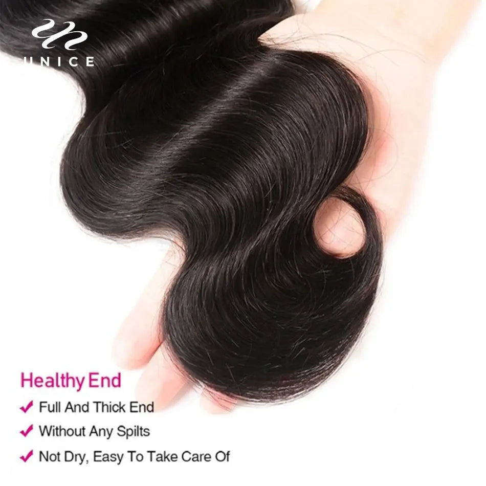 UNice Body Wave Human Human Hair Bundles 4PCS/Lot 100% Remy Hair Weaving Natural Color Human Hair Weaves 8-30inch Free Shipping