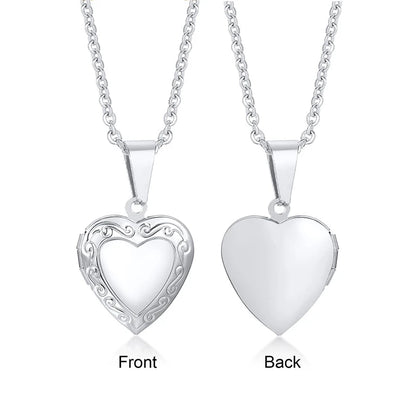Light Heart Locket Pendants for Women Men Openable Photo Frame Glossy Stainless Steel Necklaces Family Love Collar