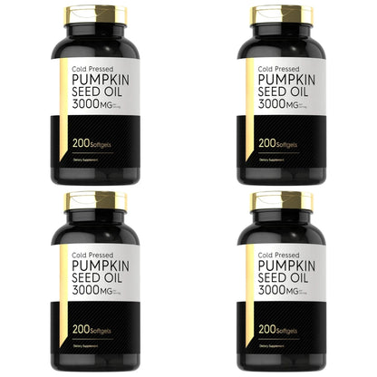 Pumpkin Seed Oil Capsules 3000mg Extract Body Essential Fatty Acids Cold Pressed Non-GMO Gluten Free 200 Count Supplement
