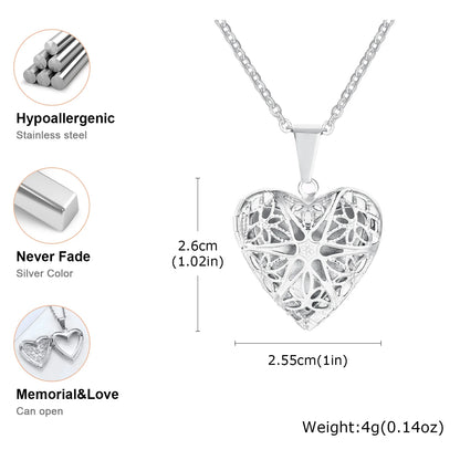 Light Heart Locket Pendants for Women Men Openable Photo Frame Glossy Stainless Steel Necklaces Family Love Collar