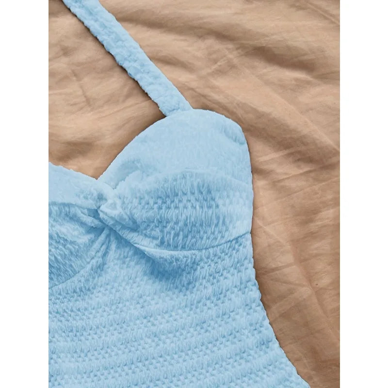 Women Sweet Mini Dress Halter Gingham Bow Button Front Lace Ruffle Hem Slim Fit Suit Solid Color Bow Lolita Picnic Summer Outfit