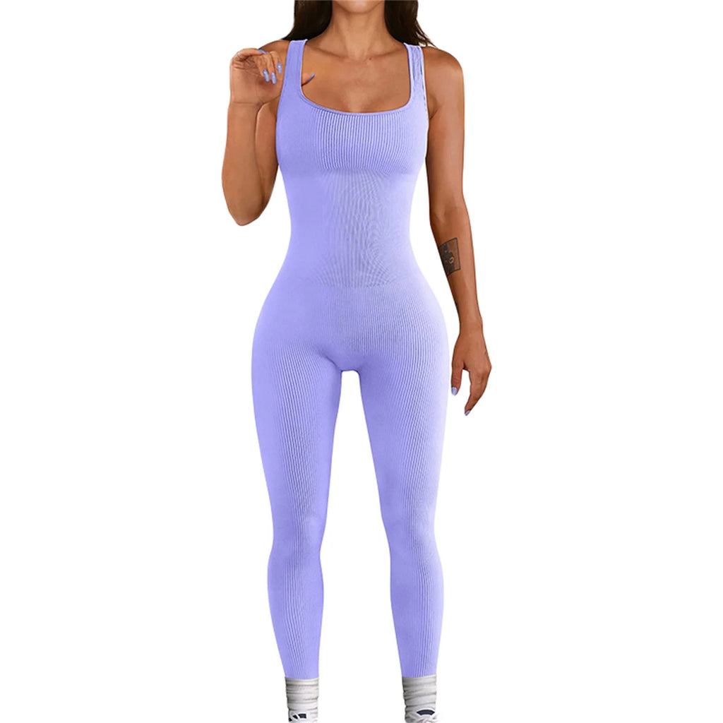 Women SleeveStreetwear less Bodycon Jumpsuit Summer Solid Color U-neck Romper Pants Clubwear