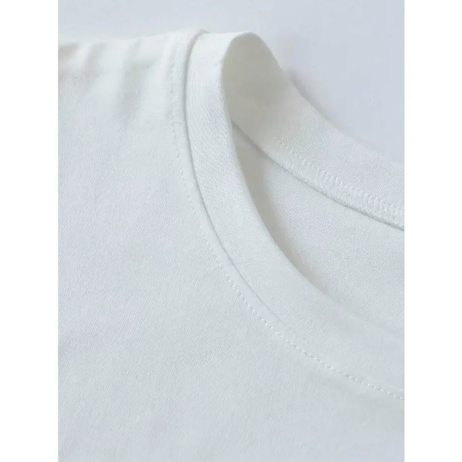Women's Cropped Slogan T-Shirt | Pure Cotton Crew Neck Short Sleeve Top