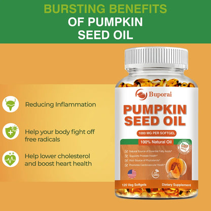 Pumpkin Seed Oil - Promotes Hair Growth, Urinary Tract and Prostate Health, Cardiovascular Support