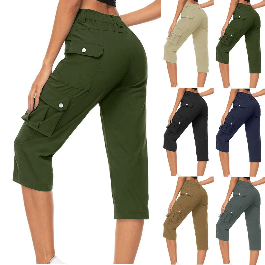 High Waist Cargo Capris Pants – Women's Summer Casual Hiking Trousers