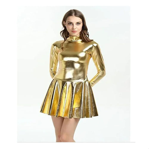 17 Colors Women Fashion Style Mini Dress Turtleneck Long Sleeve Vestido A-Line Pleated Hem Dress Night Party Dancing Clubwear