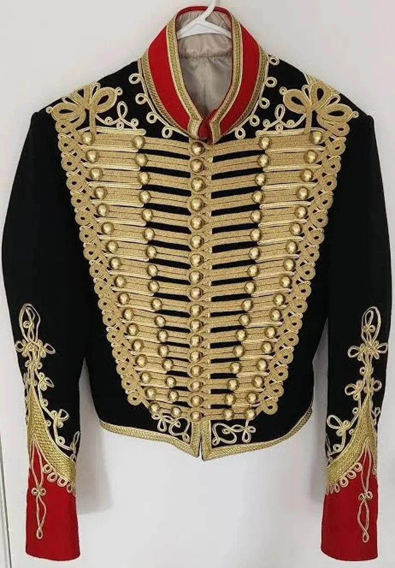 Men's Military Hussar Jacket Historical Napoleonic Uniform Coat Victorian Civil War Imperial Officers Parade Drummer Costume