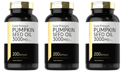 Pumpkin Seed Oil Capsules 3000mg Extract Body Essential Fatty Acids Cold Pressed Non-GMO Gluten Free 200 Count Supplement