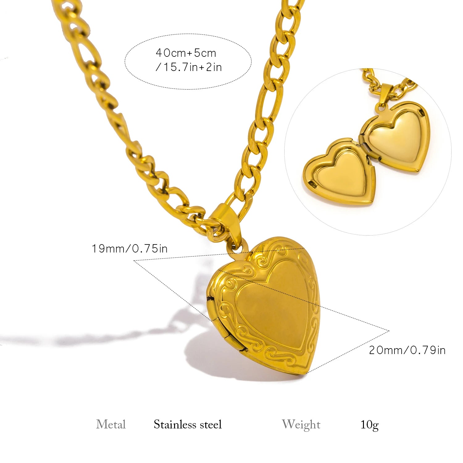 Romantic Love Heart Locket Pendant Necklace for Women Girls Openable Album Photo Frame Stainless Steel Necklaces Gift for Her