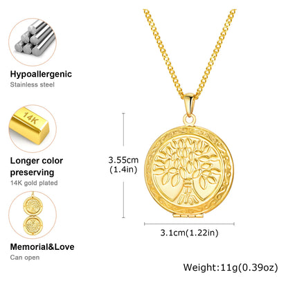 Light Heart Locket Pendants for Women Men Openable Photo Frame Glossy Stainless Steel Necklaces Family Love Collar