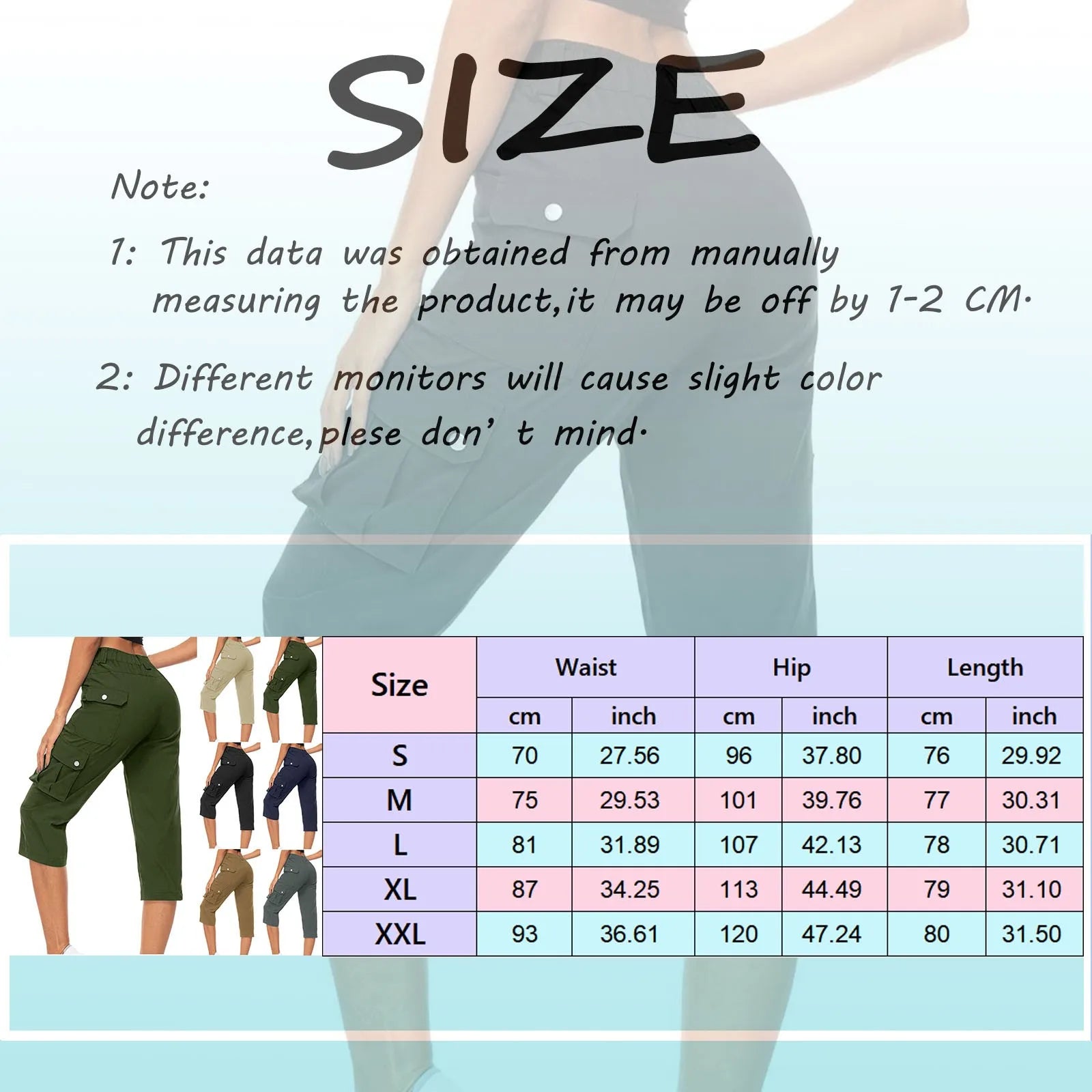 High Waist Cargo Capris Pants – Women's Summer Casual Hiking Trousers