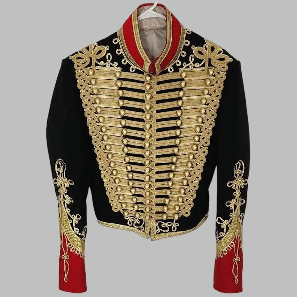 Men's Military Hussar Jacket Historical Napoleonic Uniform Coat Victorian Civil War Imperial Officers Parade Drummer Costume