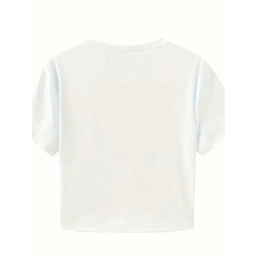 Women's Cropped Slogan T-Shirt | Pure Cotton Crew Neck Short Sleeve Top