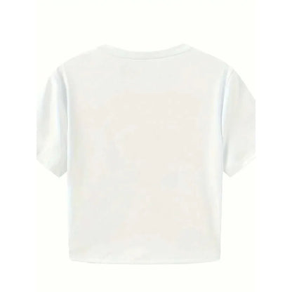 Women's Cropped Slogan T-Shirt | Pure Cotton Crew Neck Short Sleeve Top