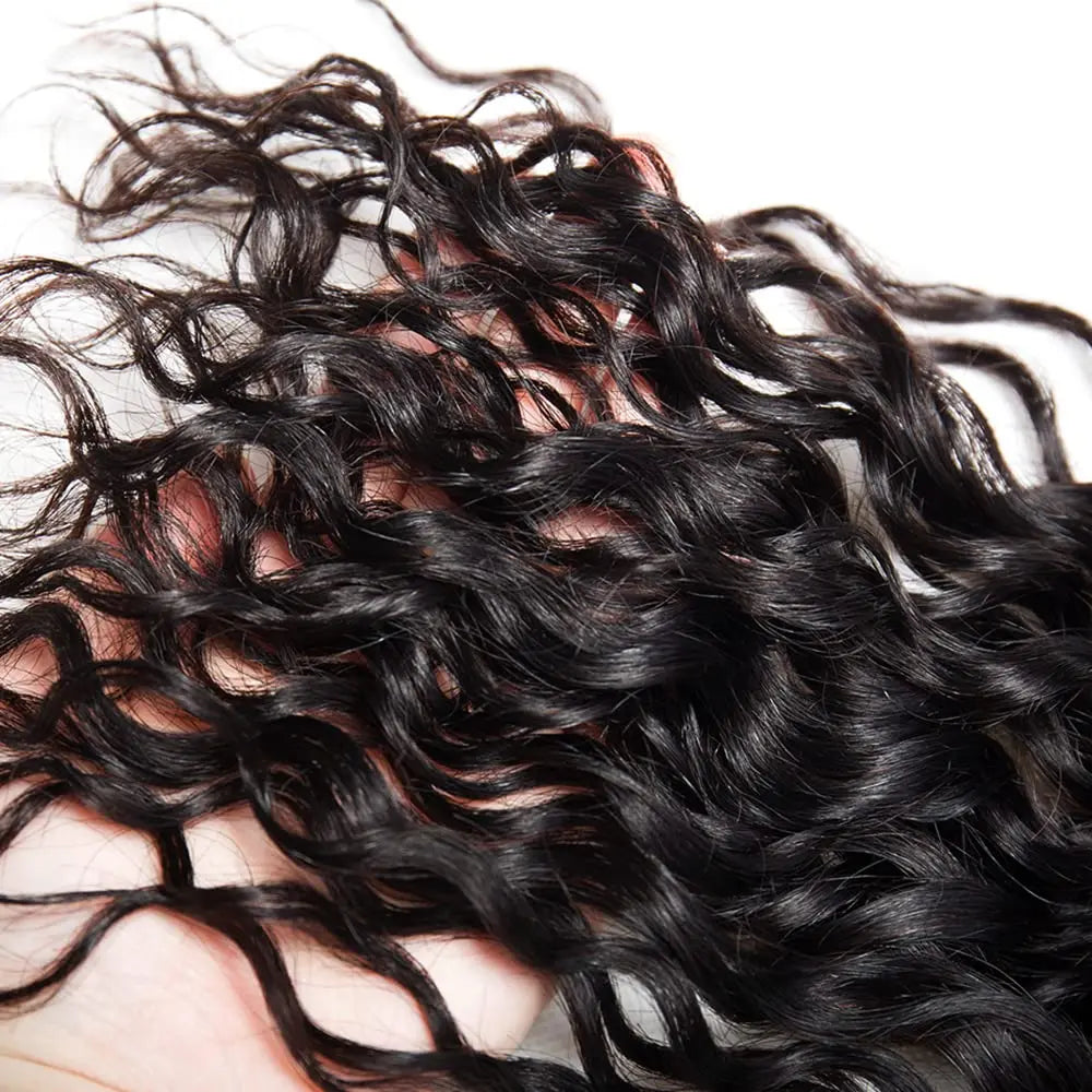 Bundles Human Hair Color 1B Water Wave Bundles Brazilian Hair 1 Bundle Natural Black Wet and Wavy Bundle Double Weft Hair Weave