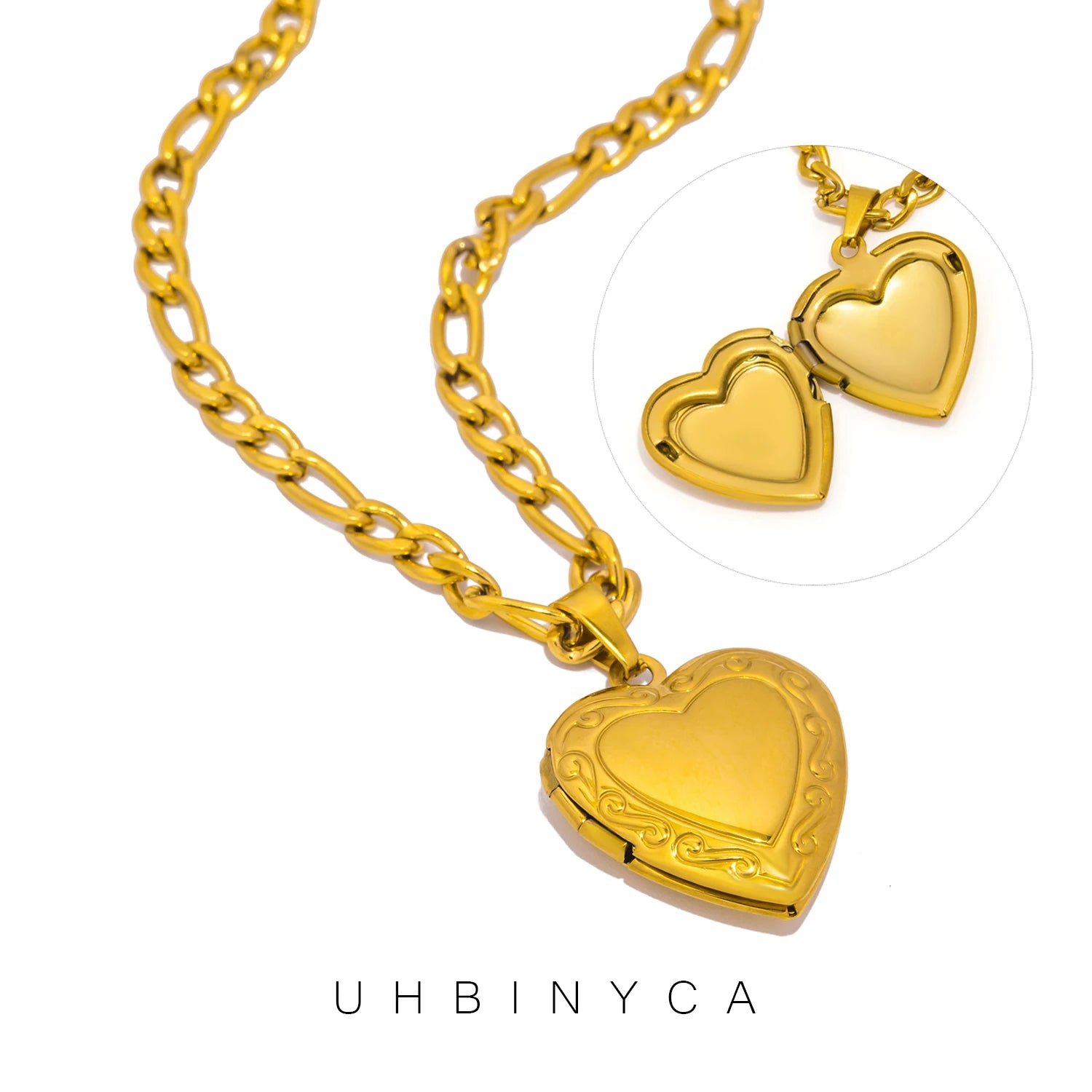 Romantic Love Heart Locket Pendant Necklace for Women Girls Openable Album Photo Frame Stainless Steel Necklaces Gift for Her