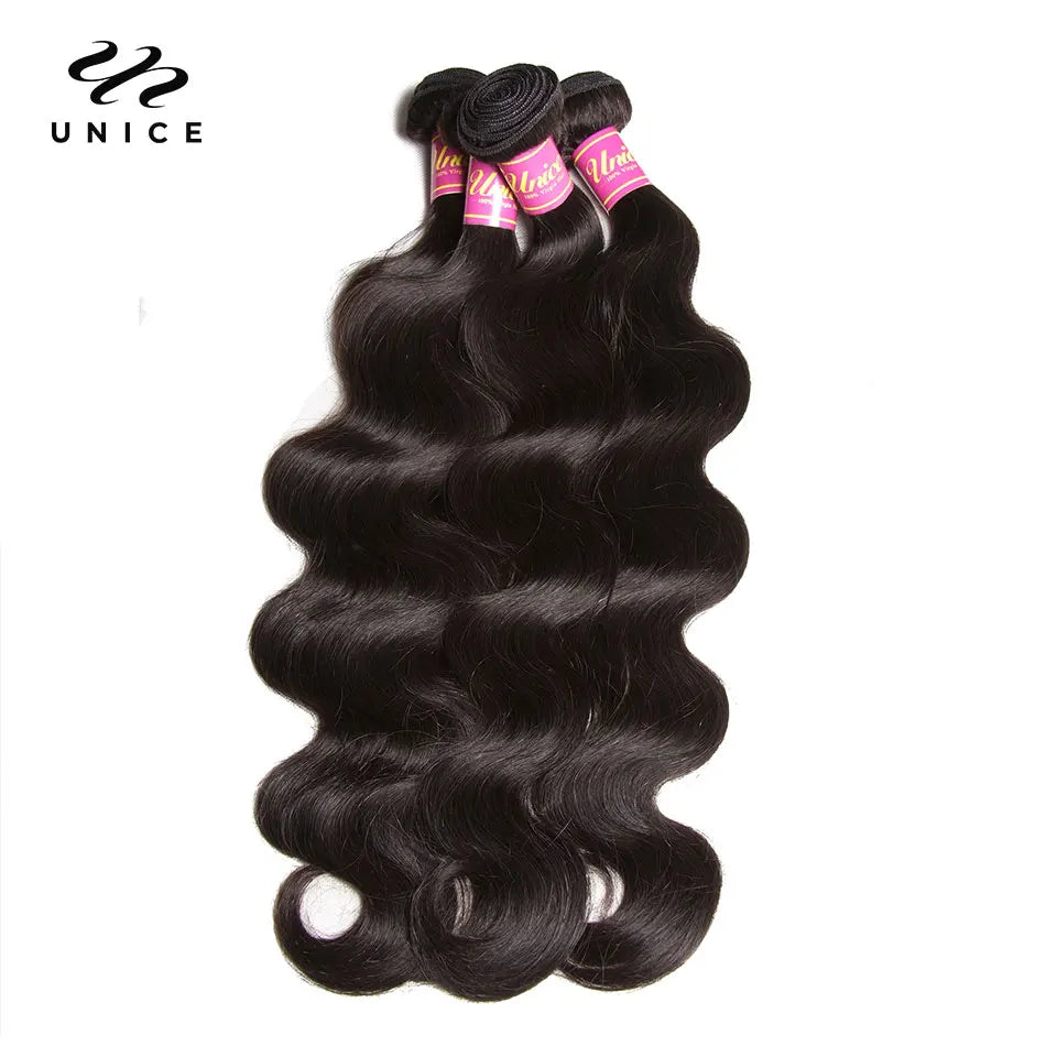 UNice Body Wave Human Human Hair Bundles 4PCS/Lot 100% Remy Hair Weaving Natural Color Human Hair Weaves 8-30inch Free Shipping
