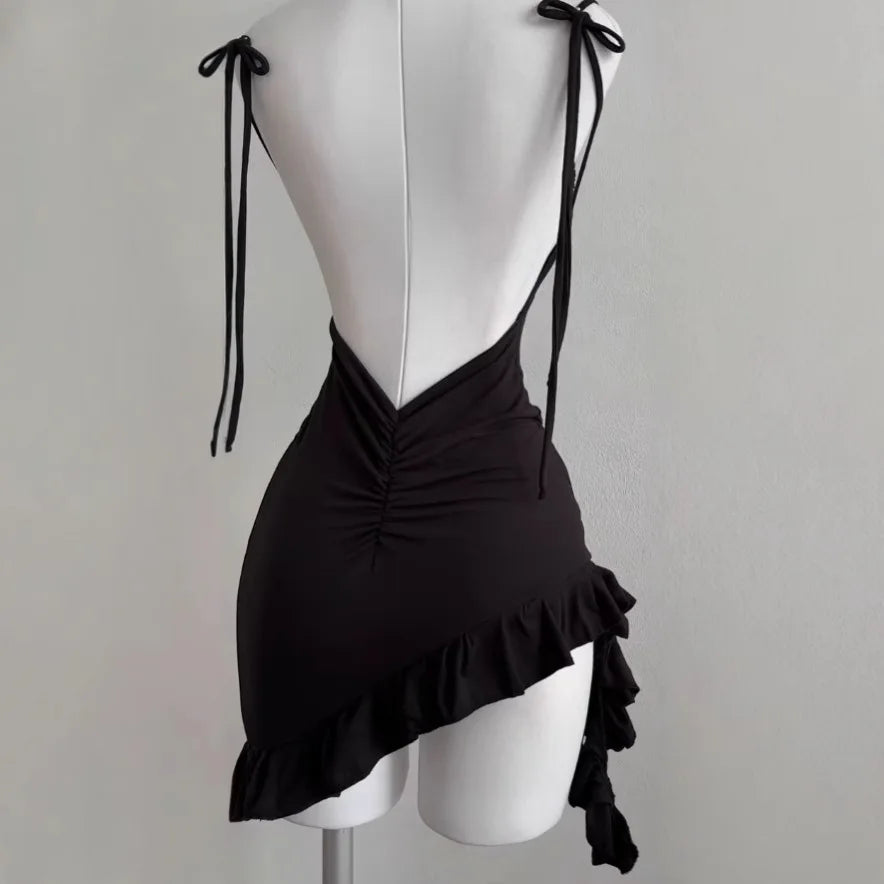 2026 Sexy Sleeveless Backless Mini Dress | Lace-Up Bodycon Club Dress