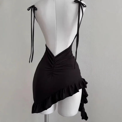 2026 Sexy Sleeveless Backless Mini Dress | Lace-Up Bodycon Club Dress