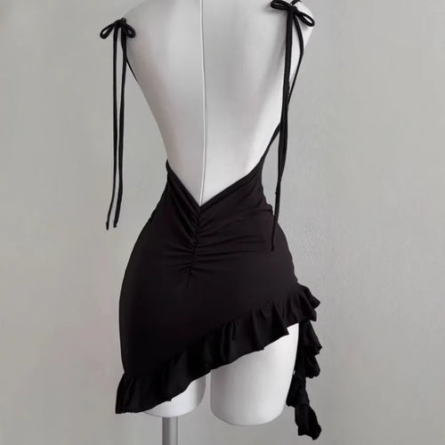 2026 Sexy Sleeveless Backless Mini Dress | Lace-Up Bodycon Club Dress