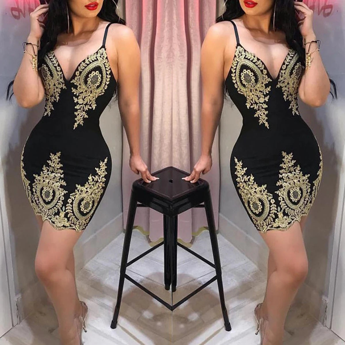 Women's Halter Neck Backless Mini Dress