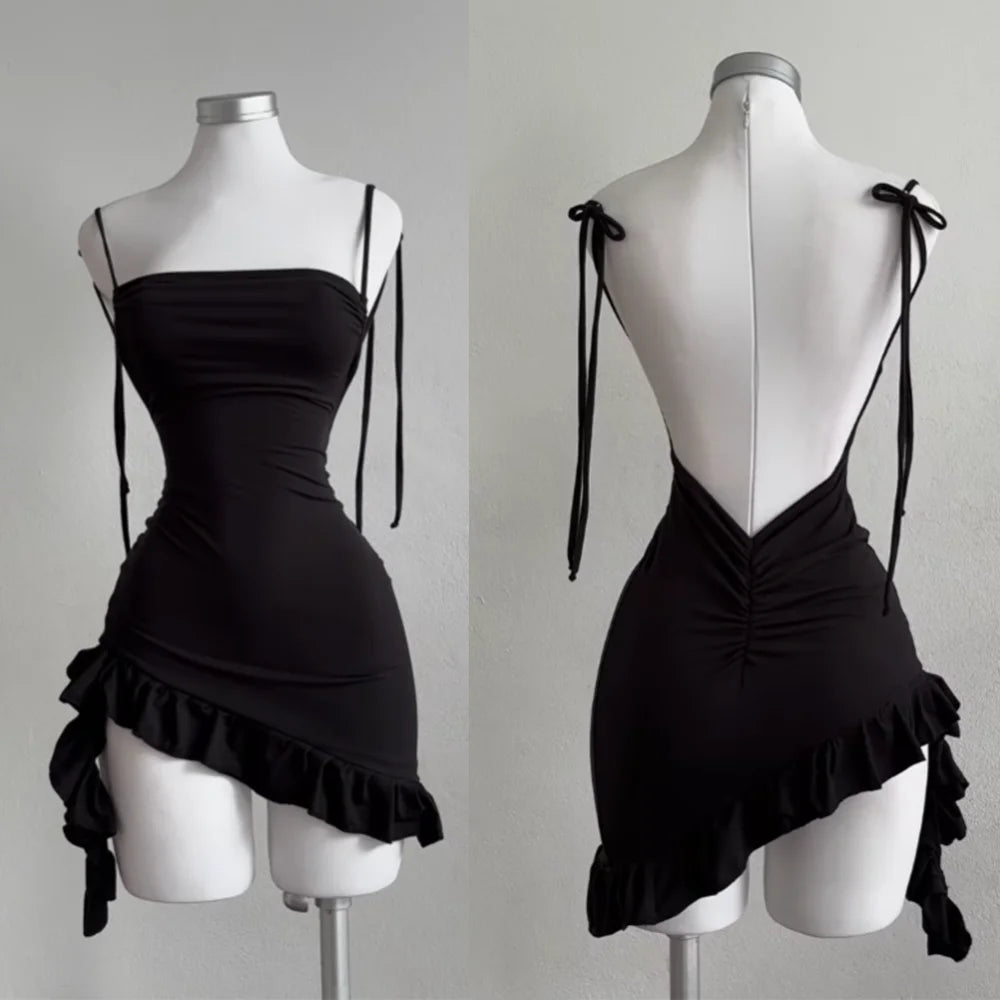 2026 Sexy Sleeveless Backless Mini Dress | Lace-Up Bodycon Club Dress