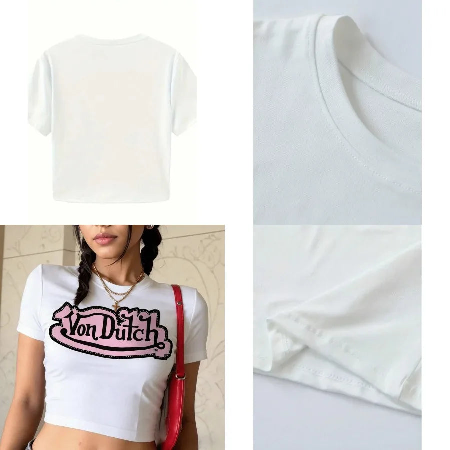 Women's Cropped Slogan T-Shirt | Pure Cotton Crew Neck Short Sleeve Top
