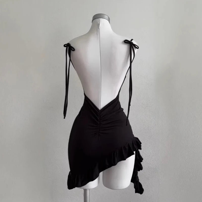 2026 Sexy Sleeveless Backless Mini Dress | Lace-Up Bodycon Club Dress