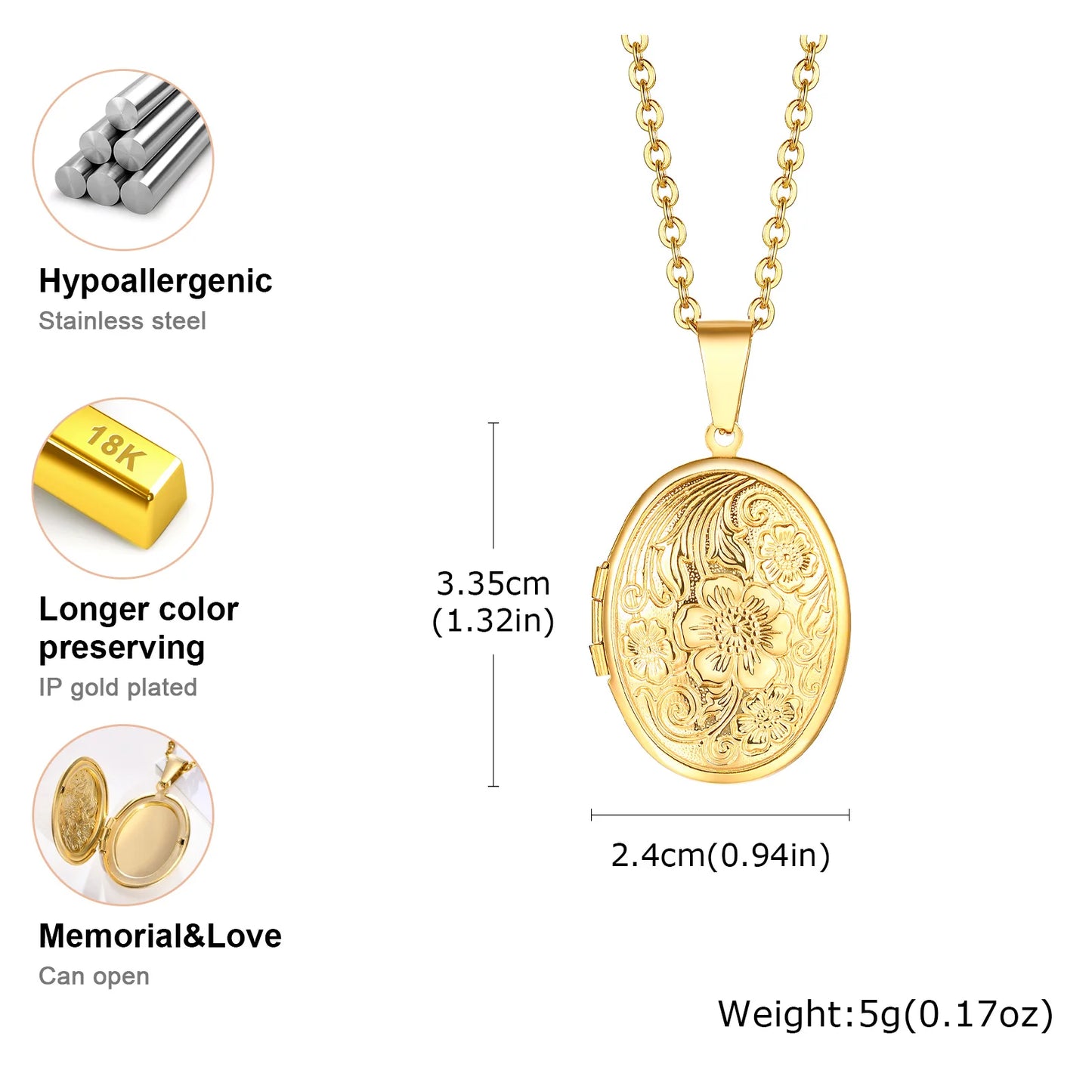 Light Heart Locket Pendants for Women Men Openable Photo Frame Glossy Stainless Steel Necklaces Family Love Collar