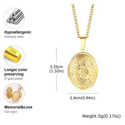 Light Heart Locket Pendants for Women Men Openable Photo Frame Glossy Stainless Steel Necklaces Family Love Collar