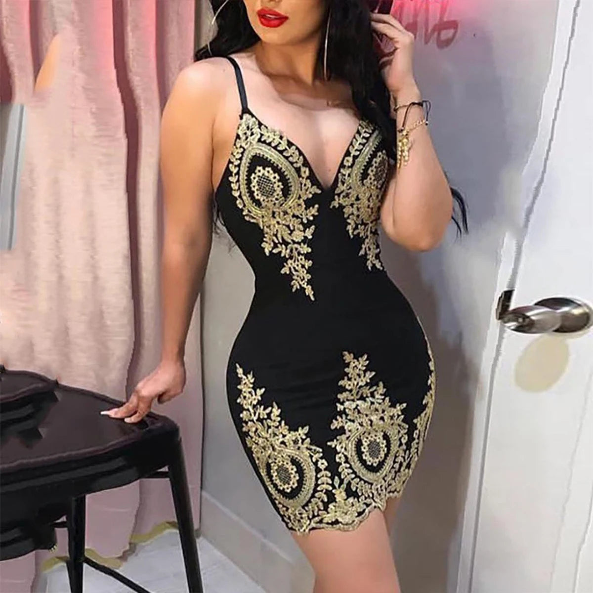 Women's Halter Neck Backless Mini Dress