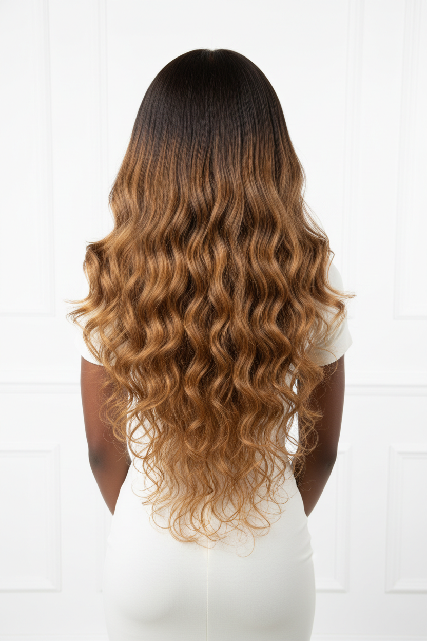 Back view - P4/27 Ombre Body Wave Bundles