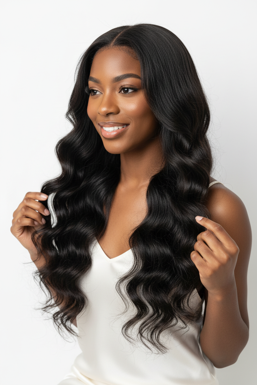 Three-quarter angle - Natural Wave Peruvian Hair Bundles