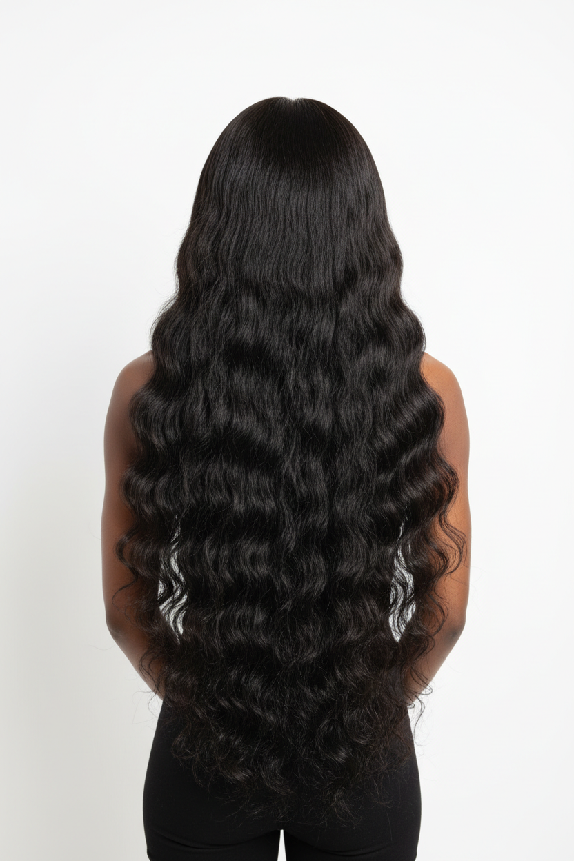 Back view - Natural Wave Peruvian Hair Bundles